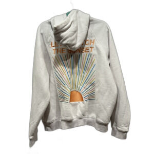 Dandy Worldwide Sweatshirt Lux Hoodie Let's Watch Sunset Pullover White sz Large